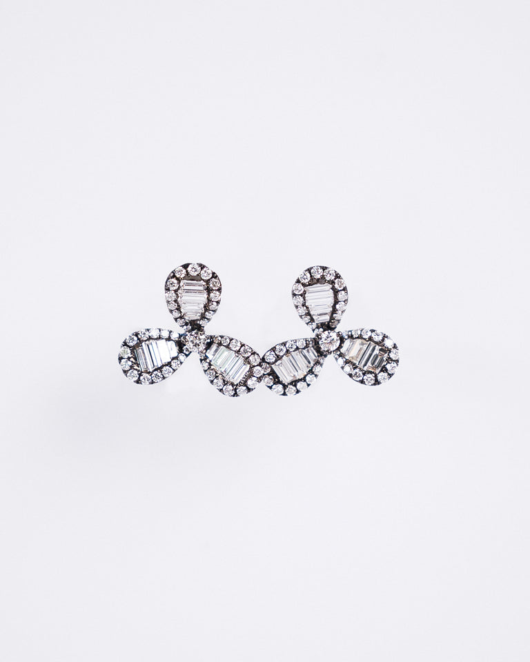 Black Flower of Diamonds Earring