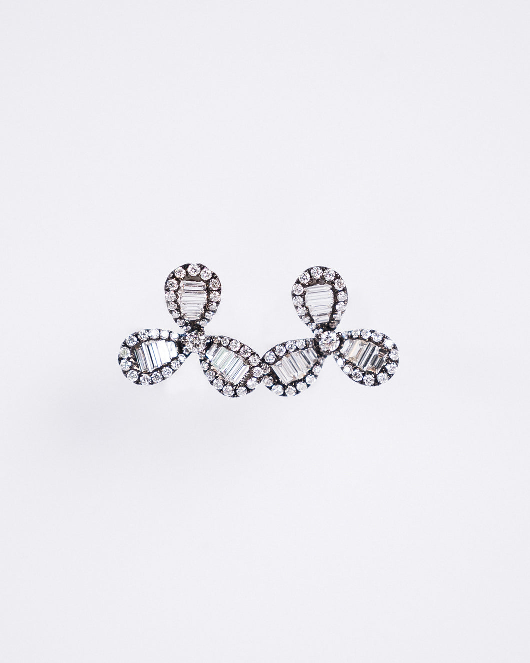 Black Flower of Diamonds Earring